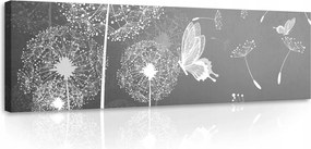 Vászonkép pitypang falikép szürke fehér 145 x 45