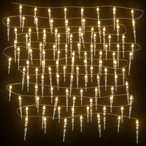 meleg fehér akril PVC karácsonyi jégcsaplámpa 100 LED-del 10 m
