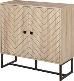 HOMCOM Konyhai Tálaló Bútor Két Ajtóval és Polccal – Tároló Szekrény Étkezőbe, Nappaliba, Hálószobába – Modern Stílus 80x29.5x80 cm Természetes Fa és