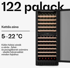Klarstein Velaire pult alatti borhűtő, modern, elegáns, UV-védelem, Kétzónás, 122 palack