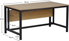 Íróasztal, tölgy/fekete, 120x80 cm, KILIS NEW