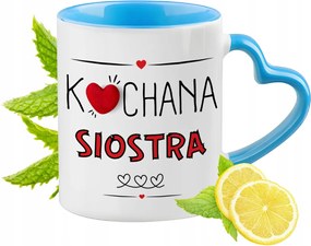 Nővérnek Kék Bögre Szív Alakú Füllel Kávé Ajándék