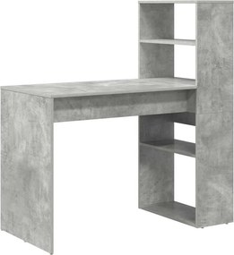 vidaXL Asztal polcokkal Beton Szürke 113 x 54 x 120 cm Faanyag