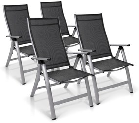 London, kerti szék, 4 darabból álló készlet, textil, alumínium, 6 pozíció, összecsukható