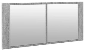szürke sonoma LED-es tükrös fürdőszobaszekrény 100 x 12 x 45 cm