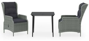 vidaXL 3 részes világosszürke kerti étkezőgarnitúra