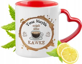 Matildának Piros Bögre Szív Alakú Füllel Ajándék