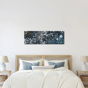 Kép virágos dekorációval (órával) (90x30 cm)