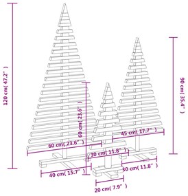 3 db tömör fenyő karácsonyfa dekorációnak