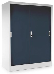 Közepes univerzális fém szekrény tolóajtókkal 90 x 40 x 120 cm, hengerzár, antracit - ral 7016