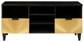 TV szekrény Fekete és Arany 100 x 33 x 46 cm tömör mangófa