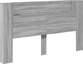 vidaXL LED-es Fejtámla Szekrény Szürke Sonoma 180 x 16,5 x 103,5 cm