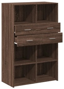 barna tölgy színű szerelt fa magasszekrény 80 x 42,5 x 124 cm