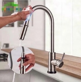 Mosogatócsaptelep EYN BS1333 kihúzható zuhanyfejjel és érintésérzékelővel, többféle színben — Fehér
