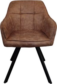 Forgó étkezőszék, sötétbarna szövet csiszolt bőr hatással, SAMANTA
