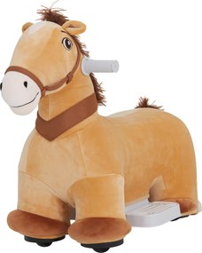 AIYAPLAY 6V Elektromos Lóformájú Járgány, 2 km/h Sebességű Gyerekjármű Zenével, Pedálos Játék, Elektromos Ló 1,5-3 Éves Gyerekeknek, Barna | Aosom