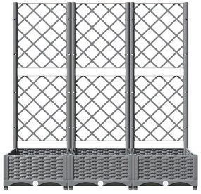világosszürke PP rácsos kerti ültetőláda 120 x 40 x 121,5 cm
