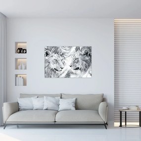 Kép - Rajzolt oroszlánfejek (90x60 cm)