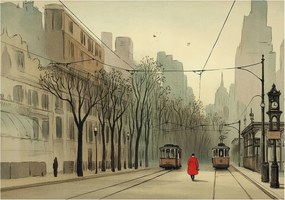 Fali fotótapéta előszoba konyhába Városi szimmetria 312x219 Ragasztó