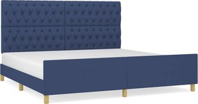 vidaXL kék szövet ágykeret fejtámlával 200x200 cm