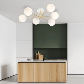 Csillár rúdon  MAGNUM 6xE14/10W/230V fehér/arany