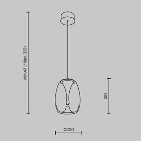 Maytoni MOD282PL-L8G3K - LED Csillár zsinóron SPLASH LED/7W/230V 3000K arany