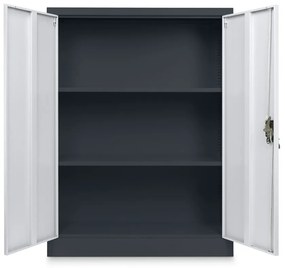 Közepes univerzális fém szekrény 90 x 40 x 120 cm, hengerzár, szürke - ral 7035