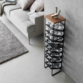 Fekete fém bortartó polcos állvány, palackok száma 16 20x88,5x19 cm Tower – YAMAZAKI