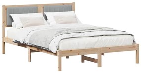 Ágykeret Kárpitozott Fejtámlával Világosszürke 135 x 190 cm