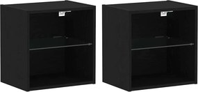 vidaXL Függő polc LED világítással 2 pcs Fekete 40 x 28,5 x 40 cm