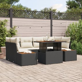 Kert étkező szett 9 pcs Fekete és bézs 100 x 55 x 73 cm