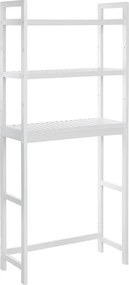 Mosógép feletti tárolószekrény, bambusz fürdőszoba szekrény, fehér 63x26x163cm