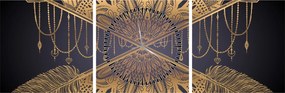 Kép - Arany mandala nyilakkal (órával) (90x30 cm)