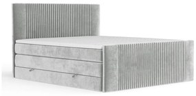 Világosszürke ágyneműtartós boxspring ágy 160x200 cm Bergamo – Maison de Rêve