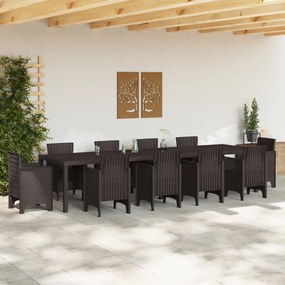 Kertasztal Barna 350x100x73 cm Poliratán