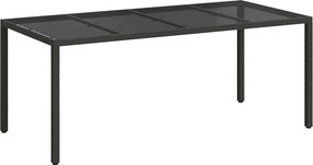 vidaXL Kerti Asztal Fekete 190 x 90 x 75 cm polirattan