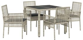 vidaXL Kert étkező szett 5 pcs Világosszürke polirattan