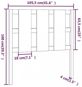 fehér tömör fenyőfa ágyfejtámla 105,5x4x100 cm