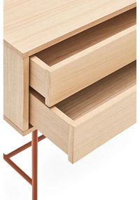 Yoko téglavörös konzolasztal tölgyfa dekorral - Teulat