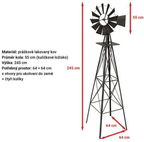 STILISTA Szélmalom US-Style 245 cm sárga