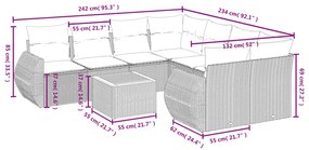 9 részes bézs polyrattan kerti ülőgarnitúra párnákkal