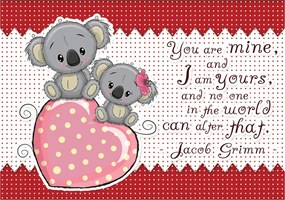 Koala flizelin fotótapéta szívvel a gyerekszobába 520x318 +ragasztó