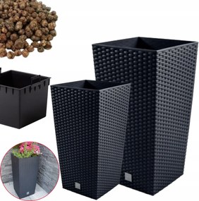 2x Drts magas kaspó utántöltő, keramzit 2l virágtartó szett 2db