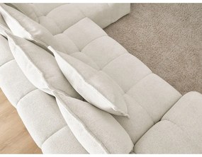 Fehér zsenília kinyitható-tárolóhelyes sarokkanapé (jobb oldali-heverő résszel) Everest – Bobochic Paris