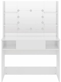 fényes fehér LED-es MDF sminkasztal 100 x 40 x 135 cm