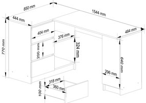Sarok PC asztal Bienvenida (fehér + fényes fehér) (L). 1117055