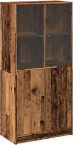 vidaXL antik fa színű szerelt fa magasszekrény ajtókkal 68x37x142 cm