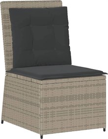 vidaXL világosszürke polyrattan dönthető kerti kanapé párnákkal