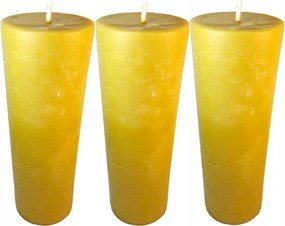 3 X Dekorációs Gyertya öntött természetes méhviasz Henger 25 cm x 7cm