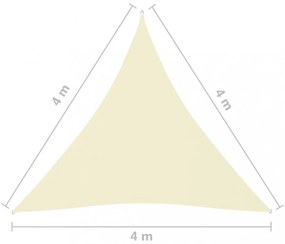 krémszínű háromszögű oxford-szövet napvitorla 4 x 4 x 4 m